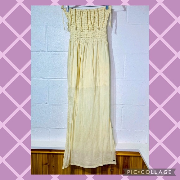 NWT Roxy Strapless Flowy Cream Sheer Summer Dress - Picture 2 of 5